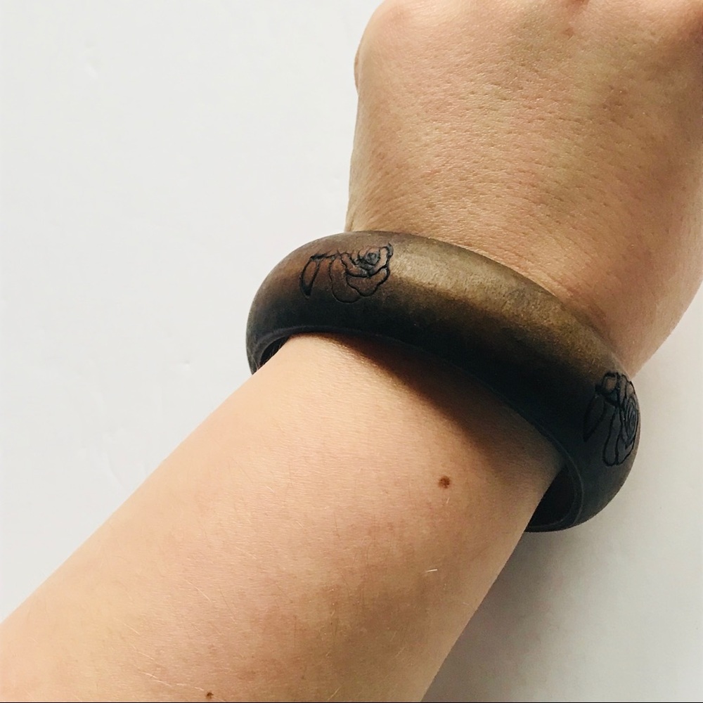Vintage wooden engraved bangle